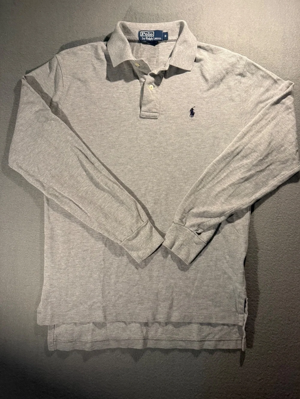 Polo Ralph Lauren Long Sleeve Gray Cotton Polo Shirt Size S